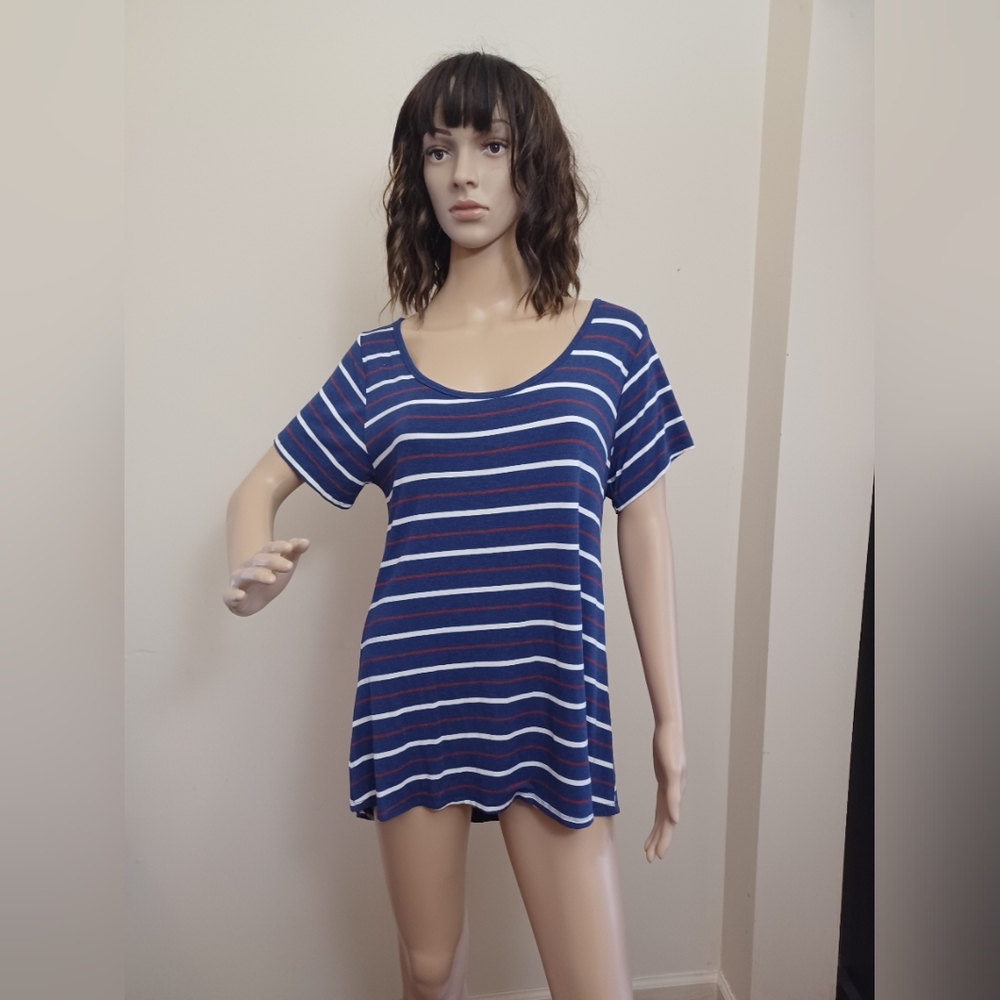 Striped Blue and White Women's Top